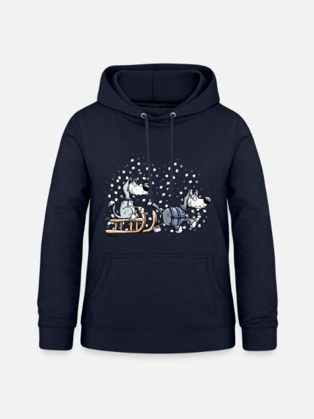 Schlittenhunde im Schnee - Frauen Hoodie - Navy