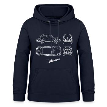 Volkswagen VW Blaupause Beetle In Weiß Mit VW Logo - Frauen Hoodie - Navy - Vorne - AI Model Female 172 light (172cm)