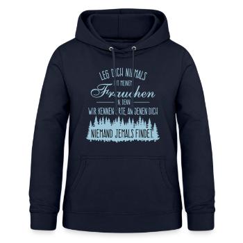 Leg dich nicht mit Frauchen an - 2C Farbwechsel - Frauen Hoodie - Navy - Vorne - AI Model Female 172 light (172cm)