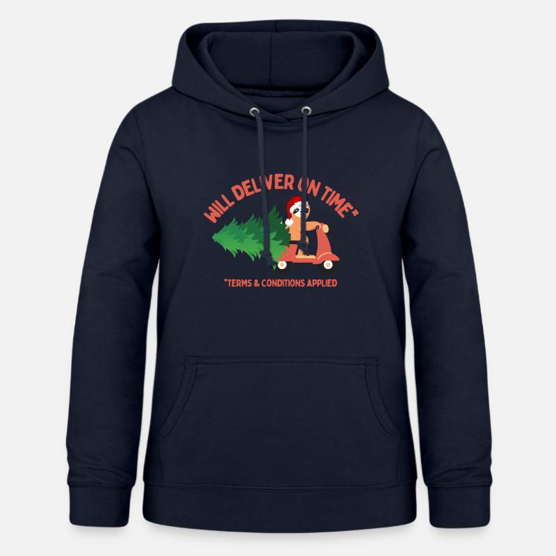 Sloth Will Deliver Christmas Tree On Time - Women's Hoodie - navy
