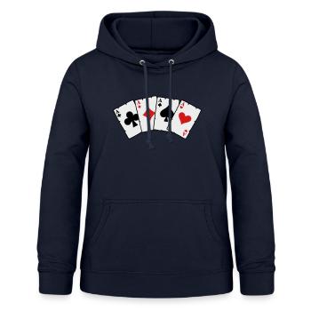 cards kartenspiel poker - Frauen Hoodie - Navy - Vorne - AI Model Female 172 light (172cm)