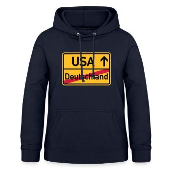 USA - Frauen Hoodie - Navy - Vorne - AI Model Female 172 light (172cm)