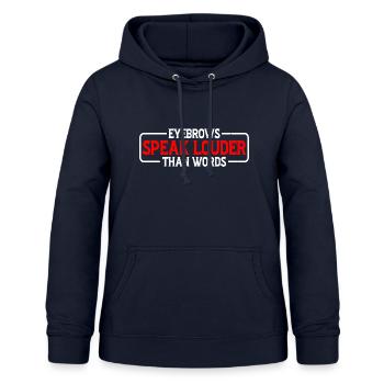 Les sourcils parlent plus fort que les mots 6 - Sweat à capuche Femme - marine - Devant - AI Model Female 172 light (172cm)