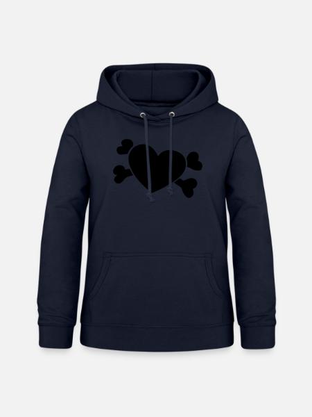 Herz mit Knochen - Frauen Hoodie - Navy