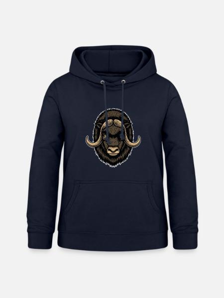Arktische Moschusochse Wildmaskottchen-Logo - Frauen Hoodie - Navy