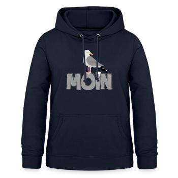 Moin Möwe Silbermöwe Meer Nordsee Ostsee Norden - Frauen Hoodie - Navy - Vorne - AI Model Female 172 light (172cm)