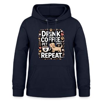 Drink coffee pet dogs - Women's Hoodie - navy - Front - AI Model Female 172 light (172cm)