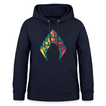 Aquaman Film Logo Meeres-Elemente - Frauen Hoodie - Navy - Vorne - AI Model Female 172 light (172cm)