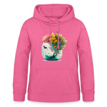 La forêt miniature - Sweat à capuche Femme - rose - Devant - AI Model Female 172 light (172cm)