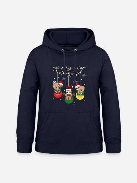 Faultier-Weihnachten - Frauen Hoodie - Navy