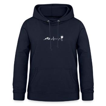 Herzschlag Berge Wein Geschenk - Frauen Hoodie - Navy - Vorne - AI Model Female 172 light (172cm)