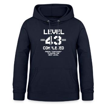 43 Birthday Gamer Niveau 43 Complet - Sweat à capuche Femme - marine - Devant - AI Model Female 172 light (172cm)