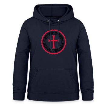 kreis stempel rund team kirche symbol kreuz jesus - Frauen Hoodie - Navy - Vorne - AI Model Female 172 light (172cm)