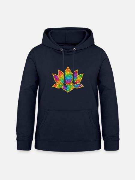 Leuchtendes Glitzer-Lotus-Symbol - Frauen Hoodie - Navy