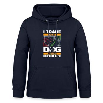 Day Trading Day Trader Chien - Sweat à capuche Femme - marine - Devant - AI Model Female 172 light (172cm)