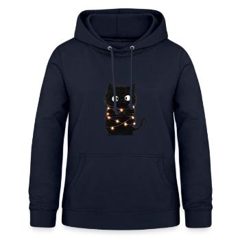 Lustige Lichterkette Katze Weihnachtsbaum Geschenk - Frauen Hoodie - Navy - Vorne - AI Model Female 172 light (172cm)