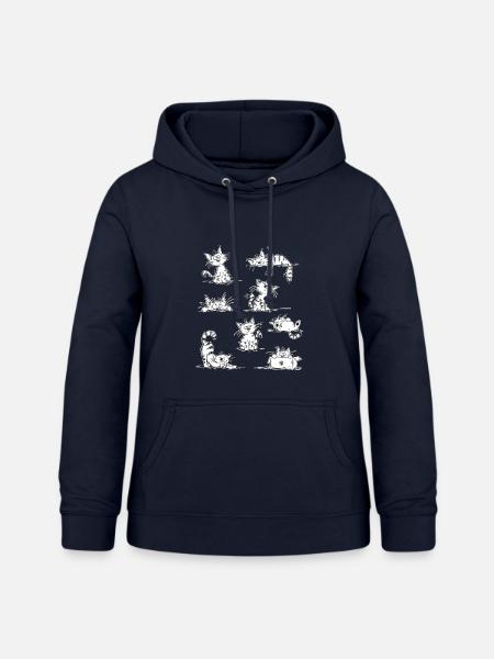 Lustige Katzen Doodle | Katzenfreund Geschenk - Frauen Hoodie - Navy