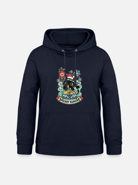 Kawaii-Katze Ramen Weihnachten - Frauen Hoodie - Navy
