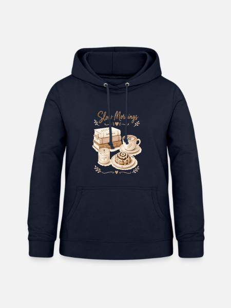 SlowMornings Kaffee & Bücher - Frauen Hoodie - Navy