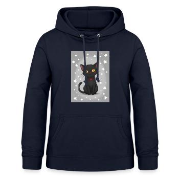 Niedliches Cartoon-Kätzchen - Frauen Hoodie - Navy - Vorne - AI Model Female 172 light (172cm)