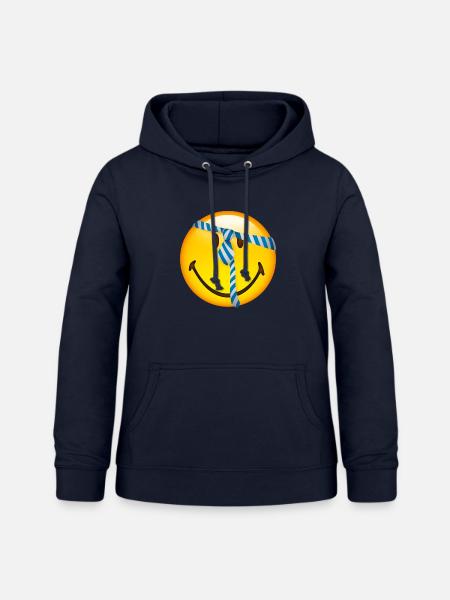 Smiley Glossy Tie - Frauen Hoodie - Navy