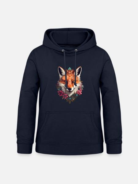 Fuchs mit Blumen - Frauen Hoodie - Navy