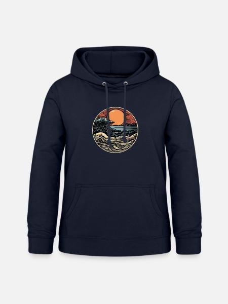 Retro Sunset Waves Style - Frauen Hoodie - Navy