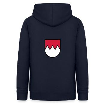 Franken Wappen - Frauen Hoodie - Navy - Hinten - AI Model Female 172 light (172cm)