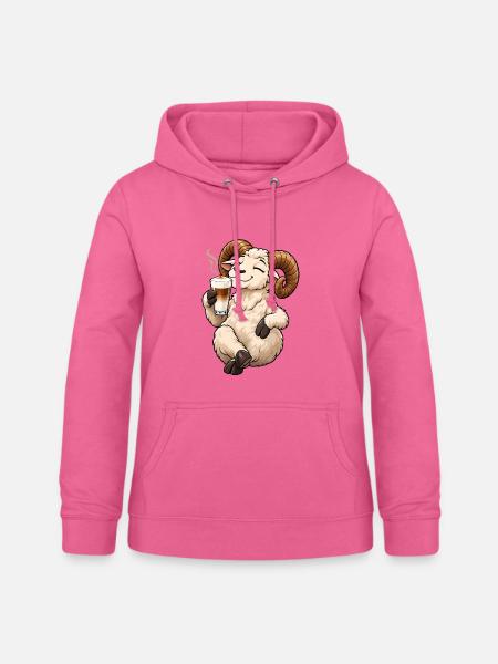 Widder Sternzeichen mit Latte Macchiato - Frauen Hoodie - Pink