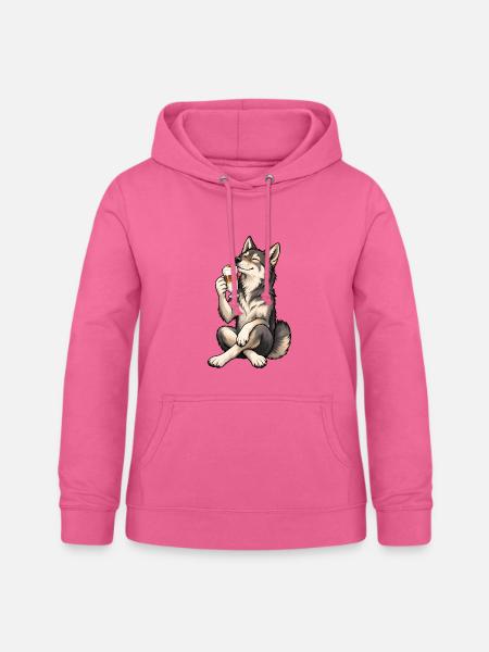 Wolfshund mit Latte Macchiato - Frauen Hoodie - Pink