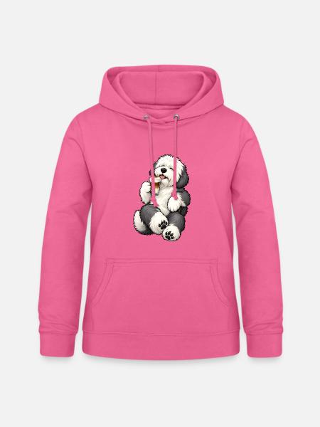 Bobtail mit Latte Macchiato - Frauen Hoodie - Pink