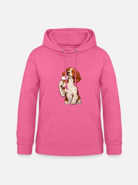 Bretonischer Spaniel mit Latte Macchiato - Frauen Hoodie - Pink