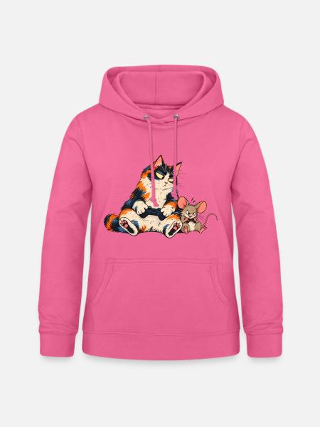 Katze und Maus beim Gaming - Frauen Hoodie - Pink