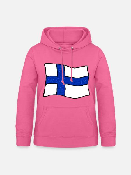 Handgezeichnete Finnlandflagge - Frauen Hoodie - Pink