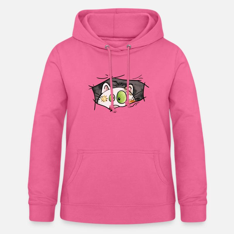Kat kiggede ud af hullet - Katte - Comic - Dame hoodie - pink