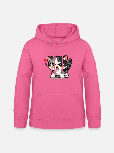 Wütendes Kawaii-Kätzchen - Frauen Hoodie - Pink
