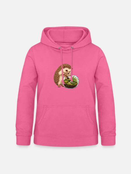 Igel baut ein Moos-Terrarium - Frauen Hoodie - Pink