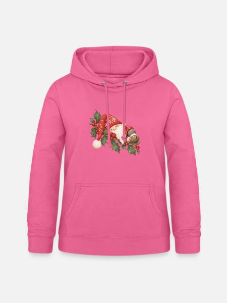 Schlafender Weihnachtswichtel auf Stechpalme - Frauen Hoodie - Pink