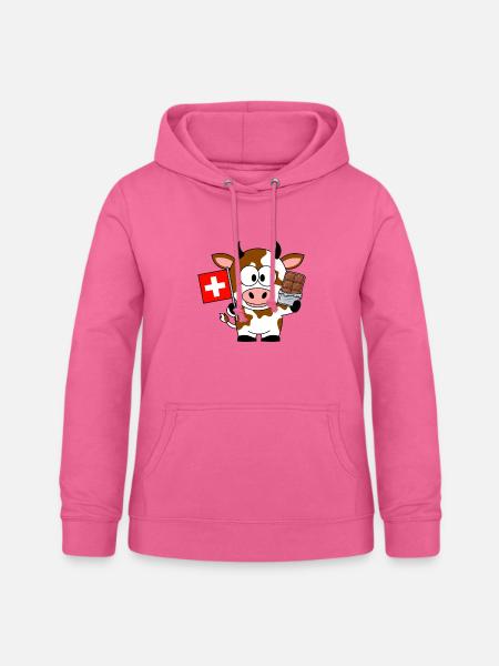 Schweizer Kuh mit Flagge und Schokolade  - Frauen Hoodie - Pink