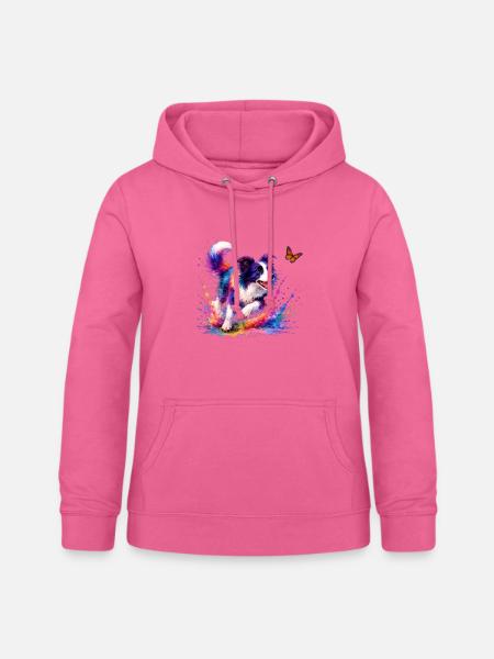 Border Collie Aquarell Sheepdog-Kunst - Frauen Hoodie - Pink