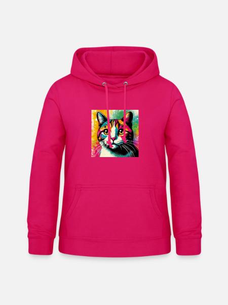 Katze - Frauen Hoodie - dunkles Pink