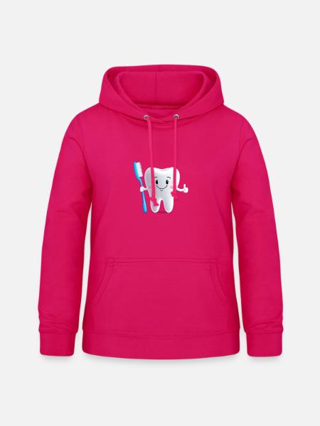Lächelnder Zahn mit Zahnbürste - Frauen Hoodie - dunkles Pink