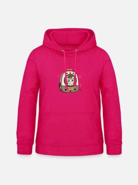 Katzenabenteuer im Rucksack - Frauen Hoodie - dunkles Pink