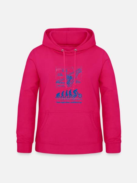 MTB Evolution Blueprint: Full Suspension Downhill - Frauen Hoodie - dunkles Pink