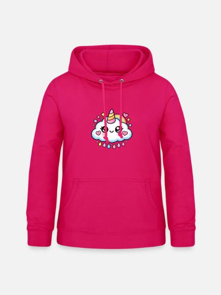 Bezaubernde Regenbogen-Einhornwolke - Frauen Hoodie - dunkles Pink