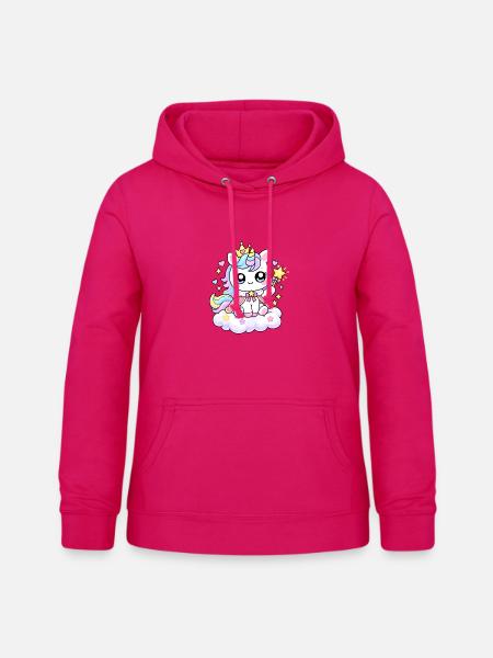 Pastell-Einhorn auf Prinzessin Cloud - Frauen Hoodie - dunkles Pink