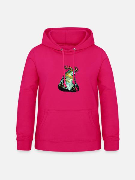 Magischer Waldgeist im Blütenhain - Frauen Hoodie - dunkles Pink