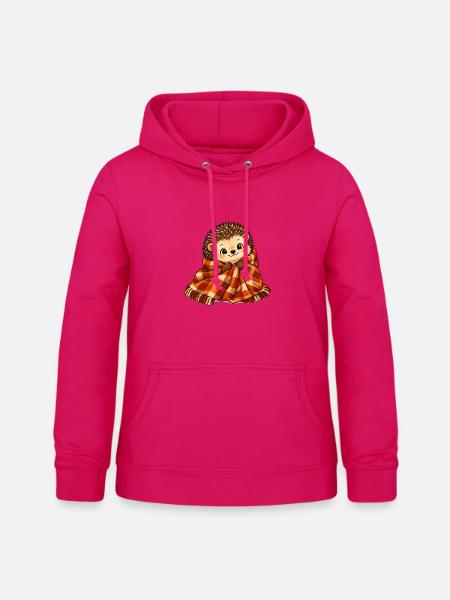 Kuscheliger Igel mit Plaidschal - Frauen Hoodie - dunkles Pink