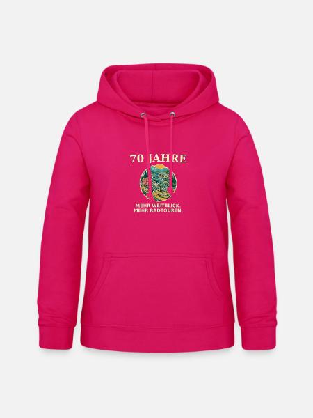 70 Jahre Weitblick Radtouren - Frauen Hoodie - dunkles Pink