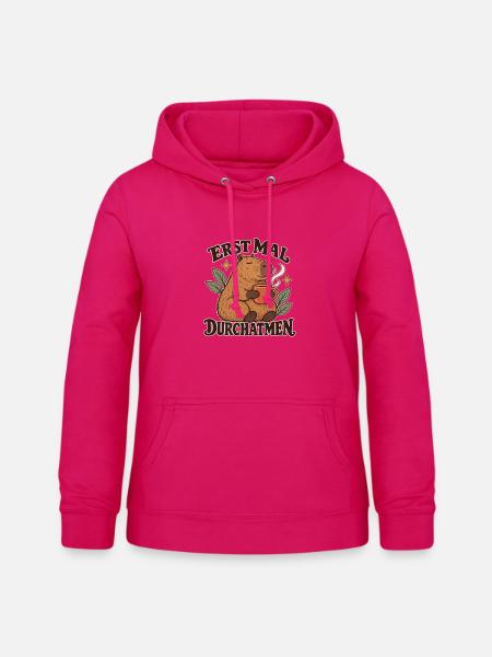 Capybara Kaffeepause - Frauen Hoodie - dunkles Pink